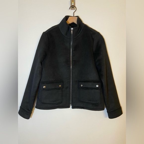 JOIE Size Small Black PEA COAT Short Wool Blend Zip Front Women’s - Picture 1 of 11